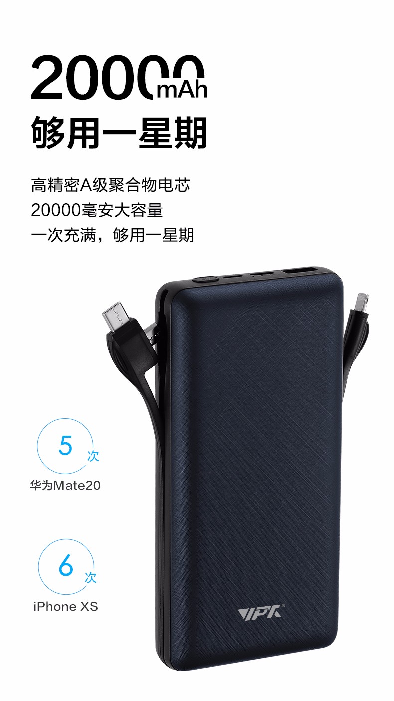 VP35 自帶雙線 20000mAh 移動(dòng)電源